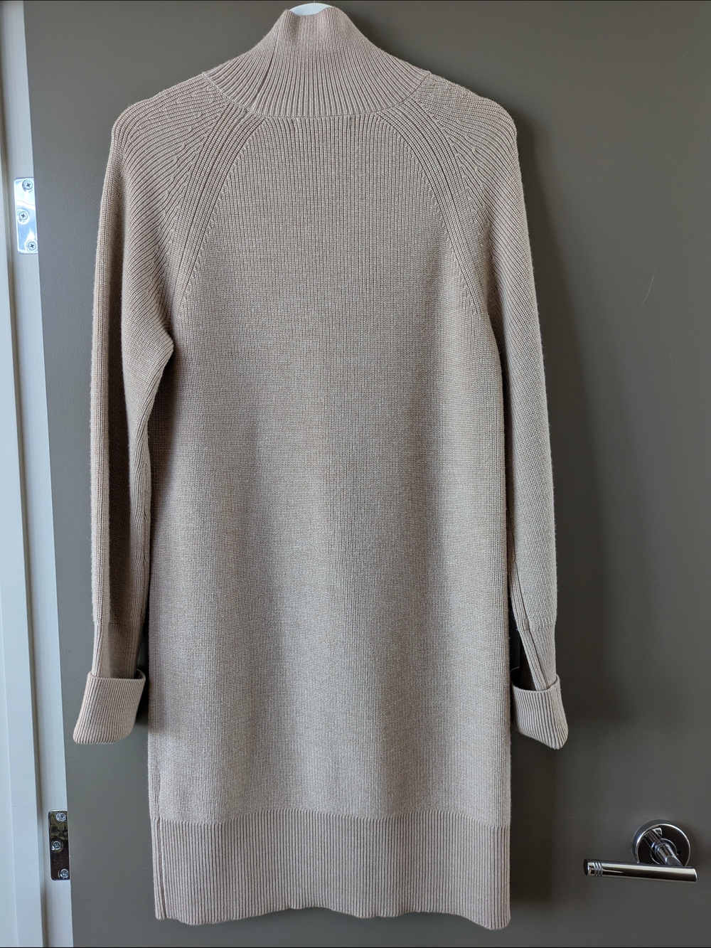 Banana Republic Merino Wool Mock Neck Sweater Dress Beige Size S - Picture 2 of 7